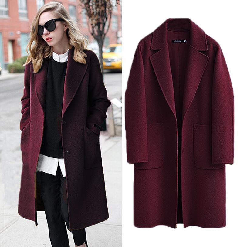 Autumn and Winter Women's Double-sided Coat European and American Long Loose Coat Ladies Coat