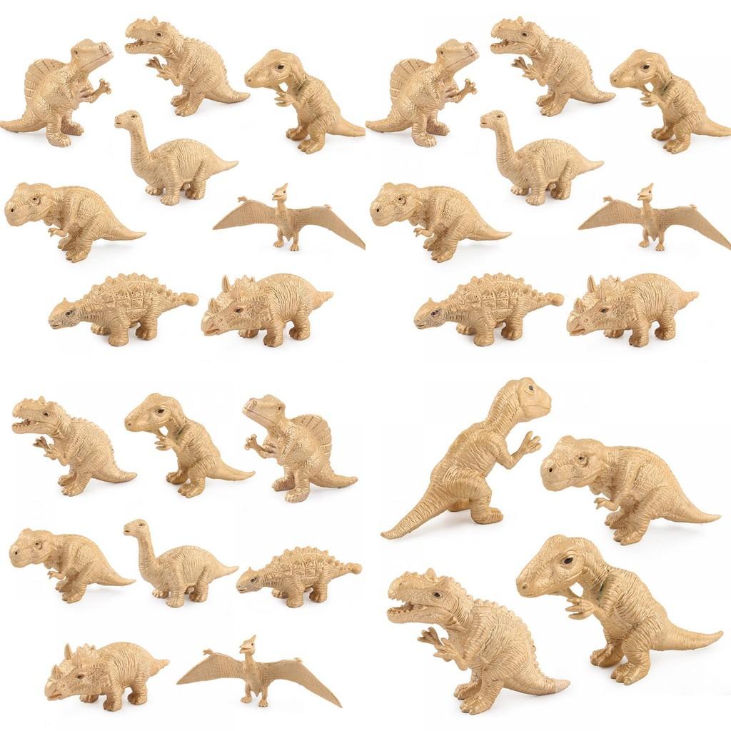 Realistic Dinosaur Model Collection Of 8 Pieces Golden Edition Including Velociraptor Triceratops