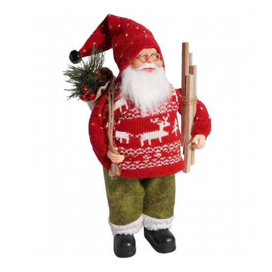 12" Santa Claus Figurine Christmas Standing Santa Claus Doll with Gifts for Holiday Home Office Table Decoration