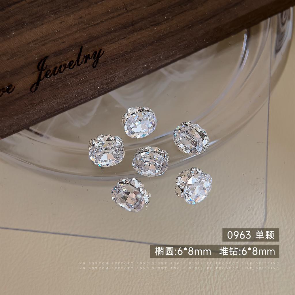 Sparkling Zircon Nail Art Pile Jewelry Light Luxury Versatile Transparent White No Bottom Support Rock Sugar Pigeon Egg Ball Finished Product