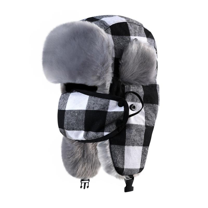 New Plaid Lei Feng Hat Direct Sales Supply Hat Thickened Warm Hat Winter Ear Protection Small