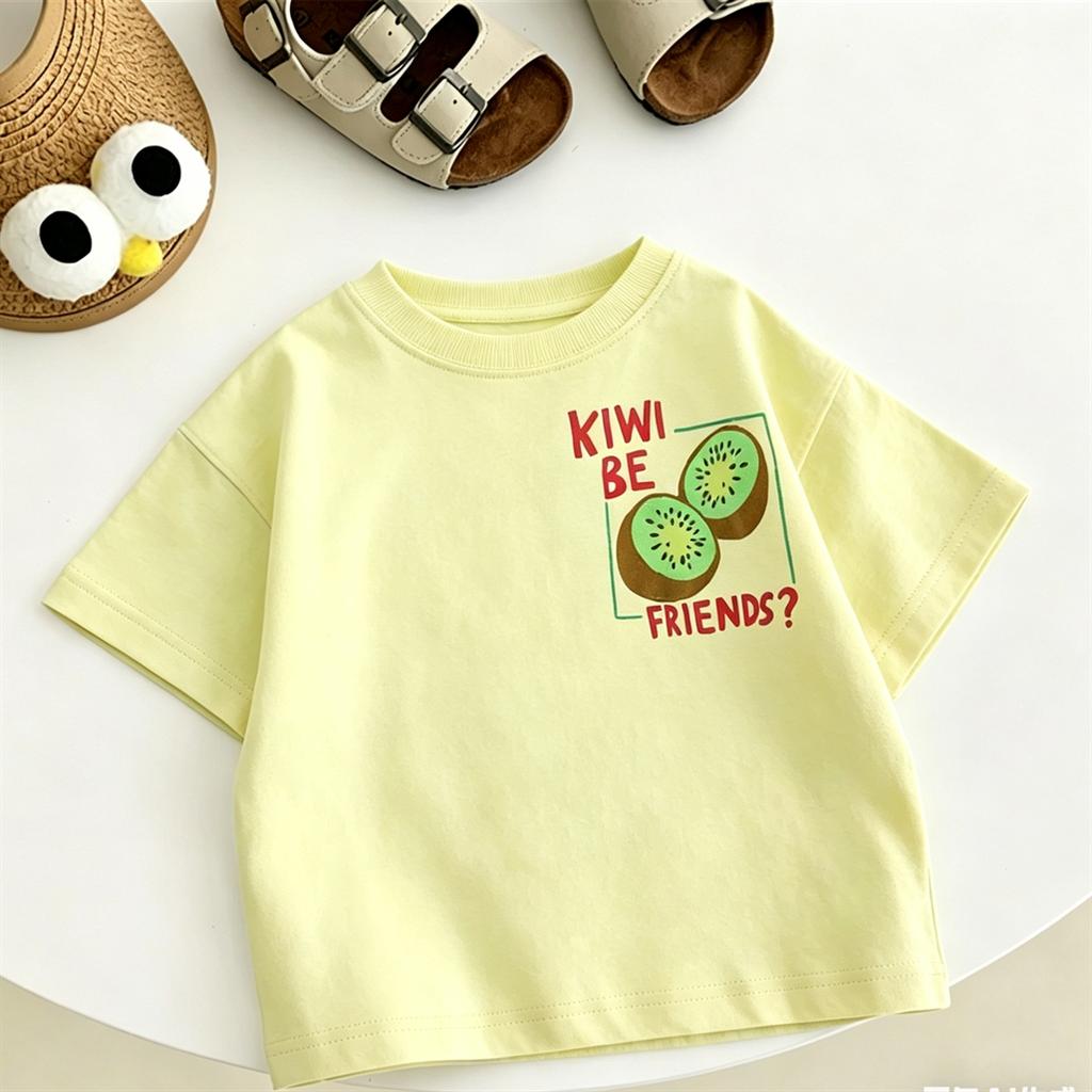 Children's Summer TShirt Crewneck Tops Loose Casual Tees Boys And Girls New Design Tees Pure Cotton Clothes Baby Short Sleeve