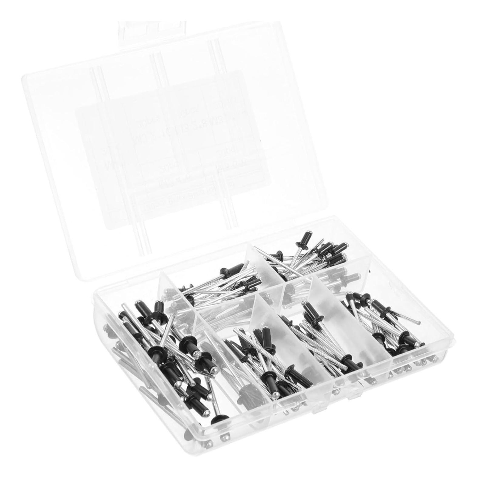 

120 шт. 6 размеров Заклепки Алюминиевые Прочные Вытяжные Заклепки Черные Заклепки для Глубоководной Установки One Size чёрный