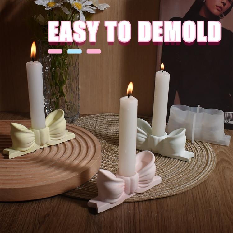 Taper Candle Holder Casting Molds Resins Epoxy Molds Bowknot Shape Candlestick Silicone Mould for Wedding Table Decors