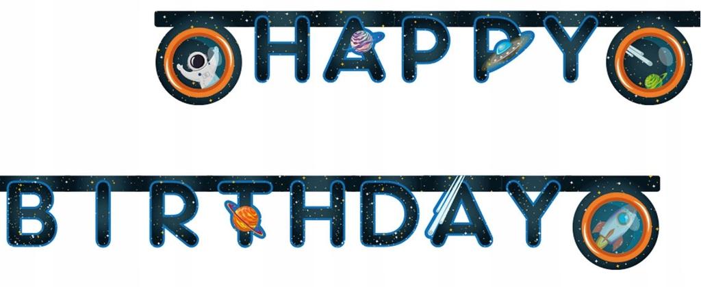 Banner Garland Space Planets Rockets Birthday 2M