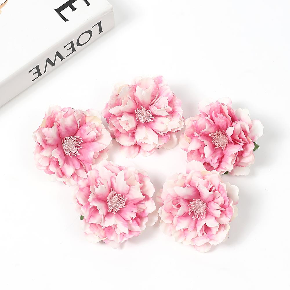 10/20Pcs Artificial Peony Flower 6cm Silk Fake Flower Room Home Decor Wedding Decoration DIY Bridal Wreath Bouquet Handicraft