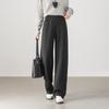 HSTYLE Women's Wool Blend High-Waist Straight-Leg Pants
