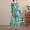 DIMANAF New 2026 Spring Summer Women Plus Size Vintage Long Dress Loose Oversize Long Sleeve Maxi Floral Print