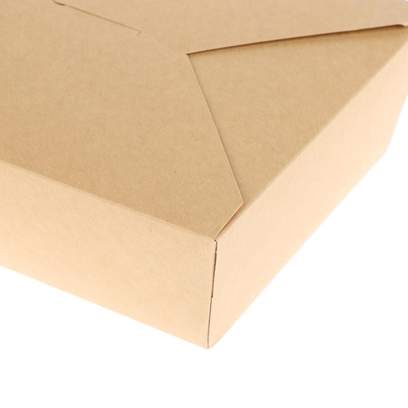 10Pcs Disposable Fast Food Box Thickened Kraft Paper Folding Packaging Box Bento Cake Grilled Meat Salad Food Container For Rest