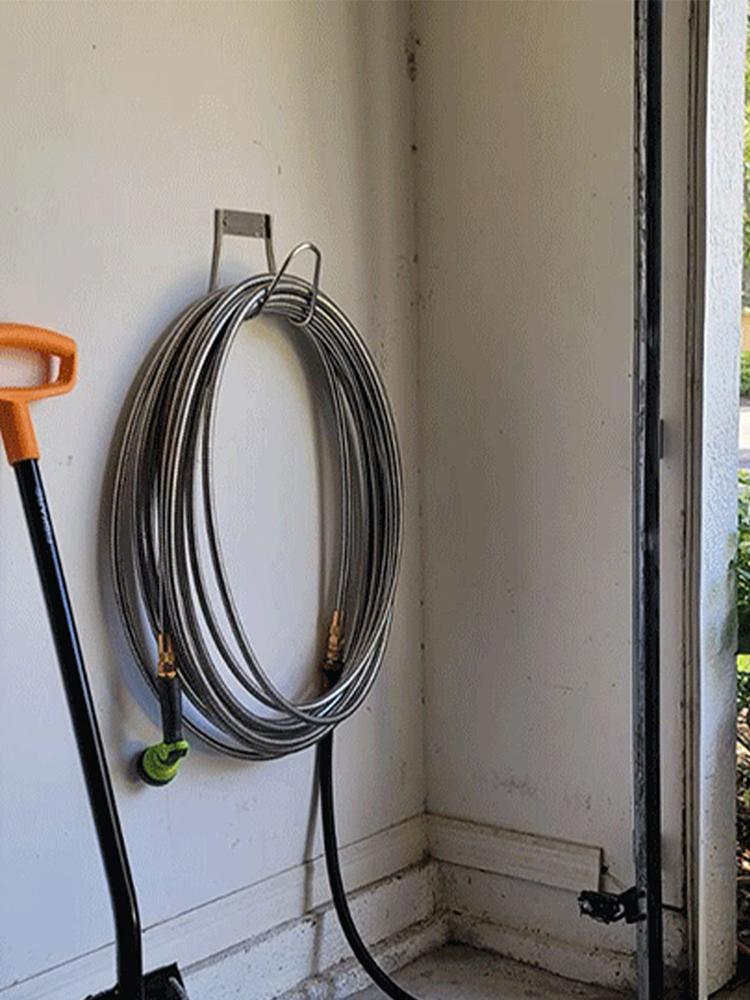 Garden Hose Holder Hose Hanger Stainless Steel Outdoor Hose Holder Wall Mounted Garden Irrigation Hose Hanger Hose Organizer