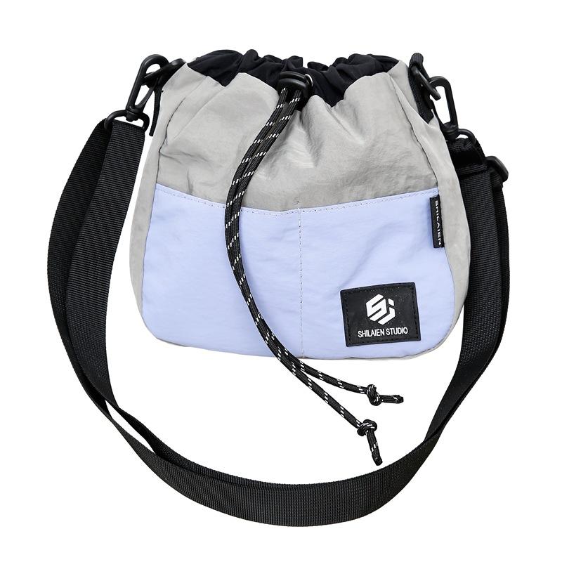 

Drawstring bucket bag 2025 summer new Korean version trendy simple shoulder bag textured couple messenger bag