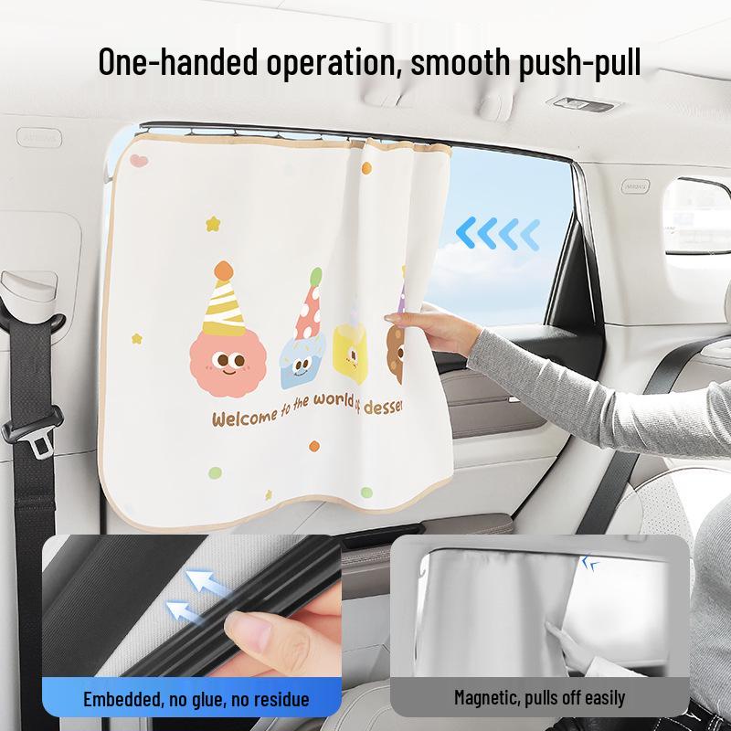Car Rear Seat Cartoon Sun Shade: Baby Sun Protection and Privacy Curtain