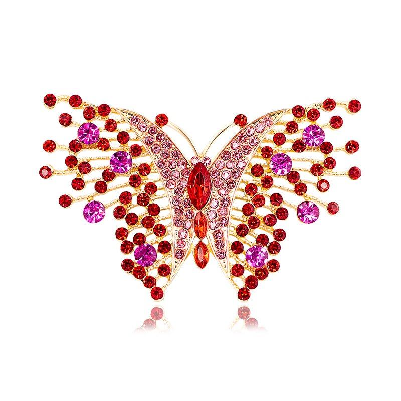 Vintage Alloy Diamond Colored Butterfly Brooch, Stylish High-end Corsage Accessories Women's Shoe Buckle Animal Pin
