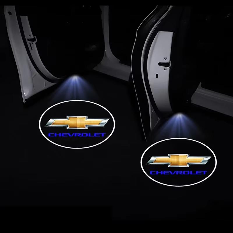 2Pcs Car Door Projector Lamps Car LED Welcome Light Car Accessories For Chevrolet Spark Silverado Trailblazer Captiva Lacetti