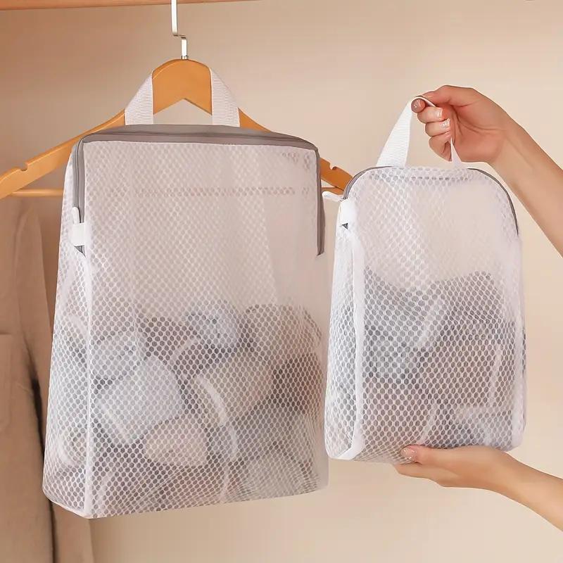 Three-dimensional Portable Honeycomb Mesh Zipper Laundry Bag for Household Washing Machines, Anti-deformation Mesh Bag