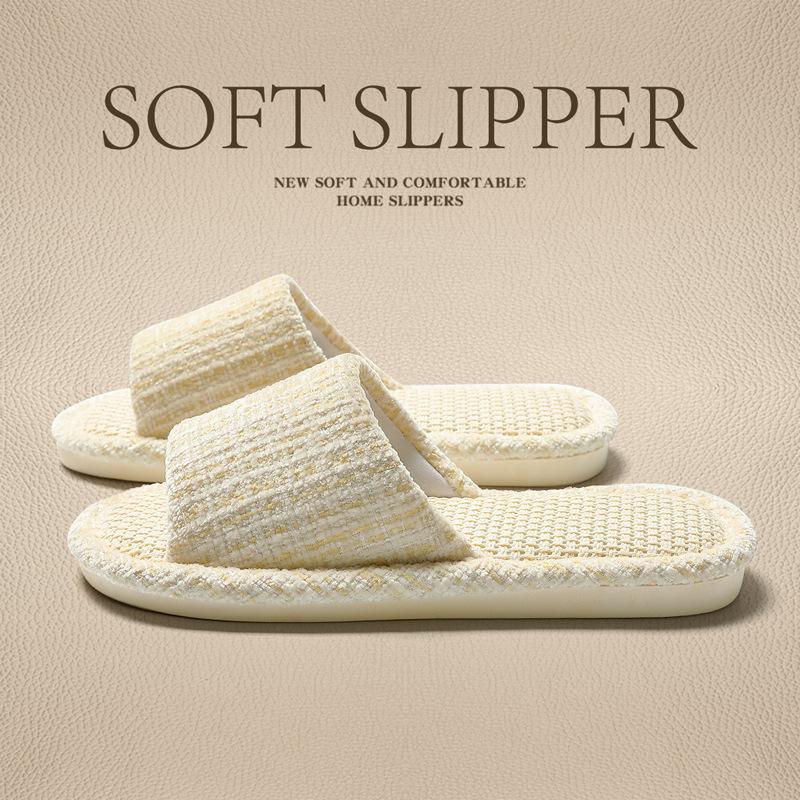 Breathable sweat-absorbing linen slippers Home indoor silent non-slip Japanese four-season hospitality cotton and linen slippers
