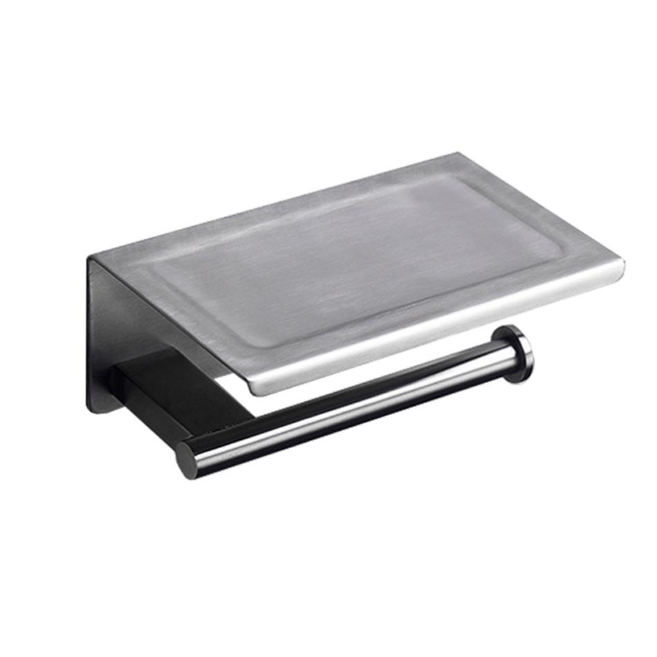 WC Paper Holder with Shelf 304 Stainless Steel Brushed Gold Black Kitchen Toilet Paper Storage Rack Bathroom Tissue Roll Hanger