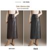 2025 Winter Korean High-Waisted PU Leather Skirt - Plus Size, Mid-Length, Slimming, Versatile, Hip-Hugging Design