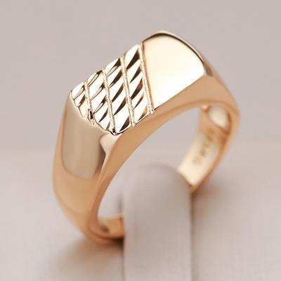 Anello da Uomo alla Moda Lucido Colore Oro Rosa Semplice Anello Quadrato da Donna Alta Qualità Gioielleria Fine Quotidiana