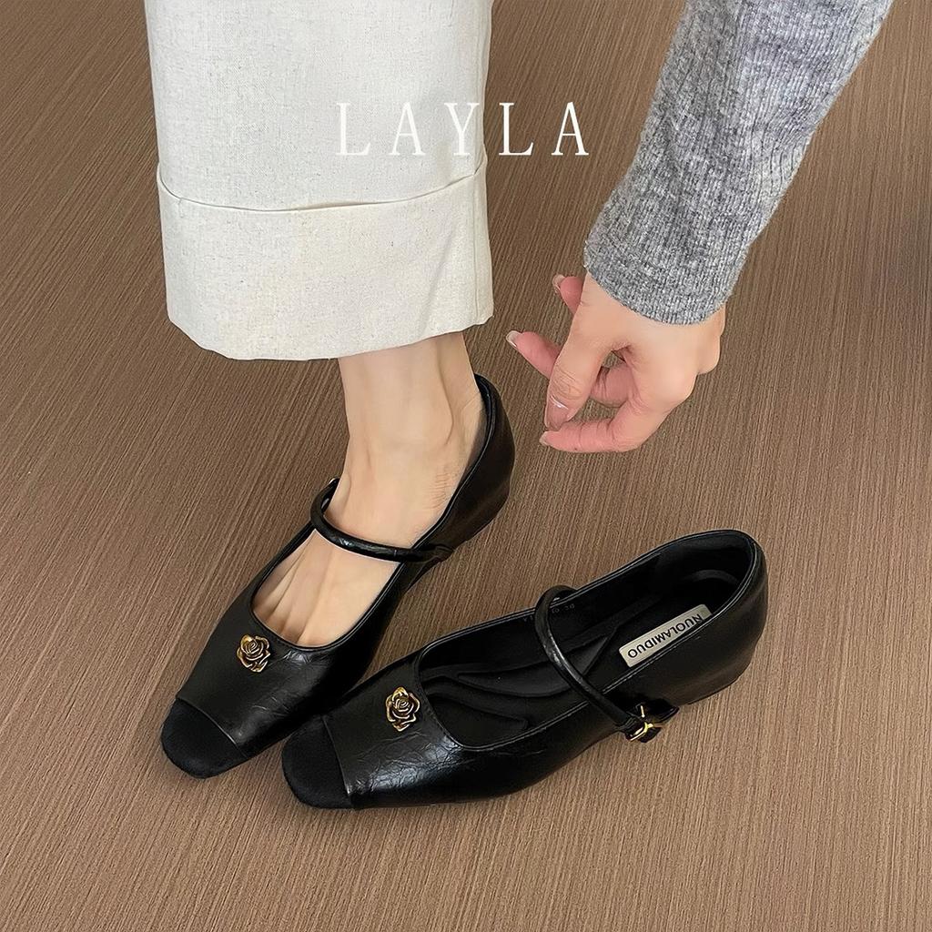 Sheepskin Version~ Leather Inner Height Increase Black Mary Jane Shoes Women's 2025 New Shallow Mouth One-word Strap with Skirt Single Shoes