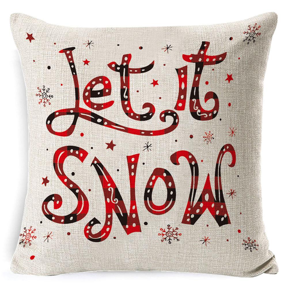 Christmas Celebration Pillow Elk Snowman Festive Cushion Cover Red Sofa Back Cushion Pillow Cover