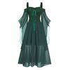 Halloween Maxi Dress Women Renaissance Vintage Off Shoulder Chiffon Long Dress Square Neck A-line Silhouette Strappy Costume for Festive Occasions