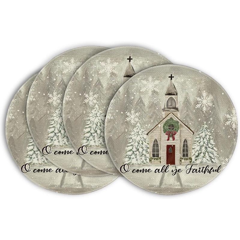 Festive Style Christmas Round Placemats - 4-Piece Set for Holiday Table Decor
