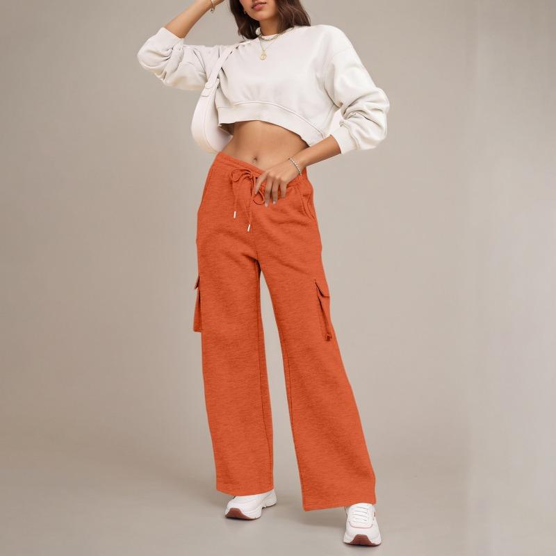 Womens High Waist Drawstring Cargo Sweatpants Casual Loose Long Pants