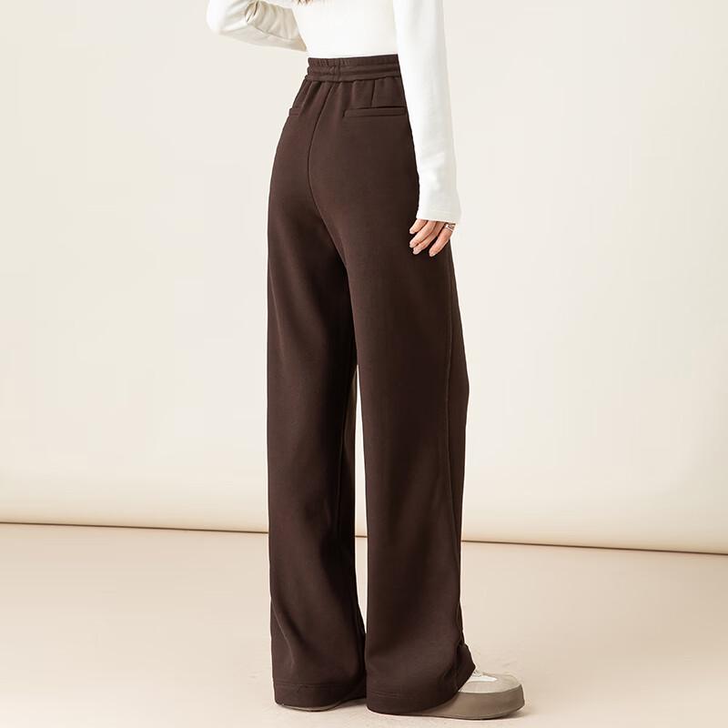 Fanzhen Women's Fleece Lined High-Waist Wide-Leg Pants