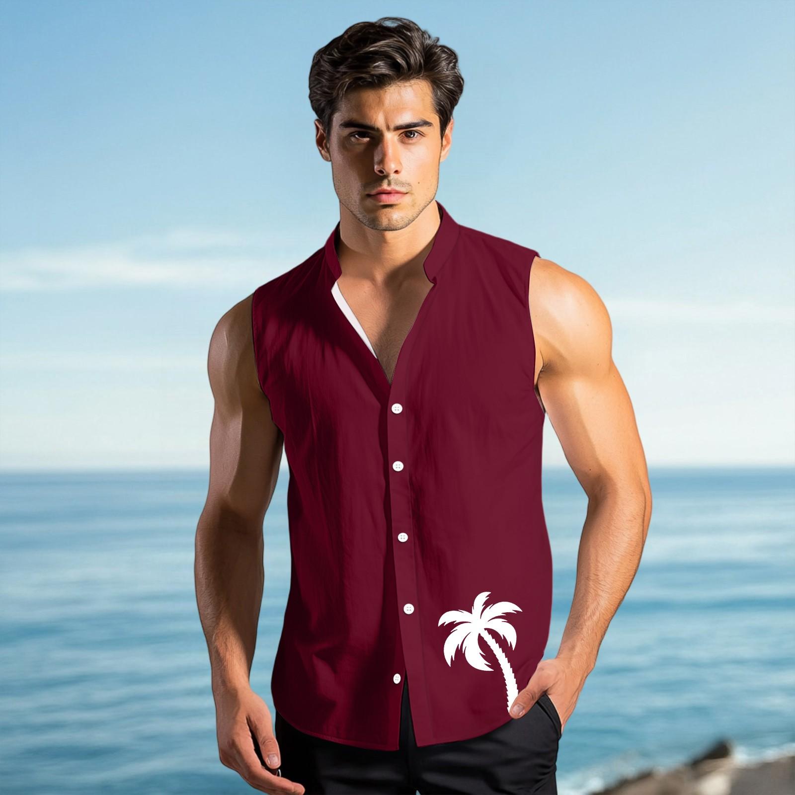 

Чоловіча мода Принтована Безрукавка з Лацканами на Ґудзиках XXL винний