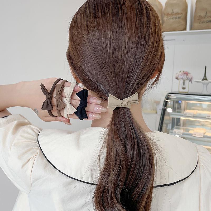 10PCS Brown/Black/White Bow Knot Hair Bands For Women 5 Color Girls Ponytail Holder Hair Ties Fashion Hiar Accessories 2021 New