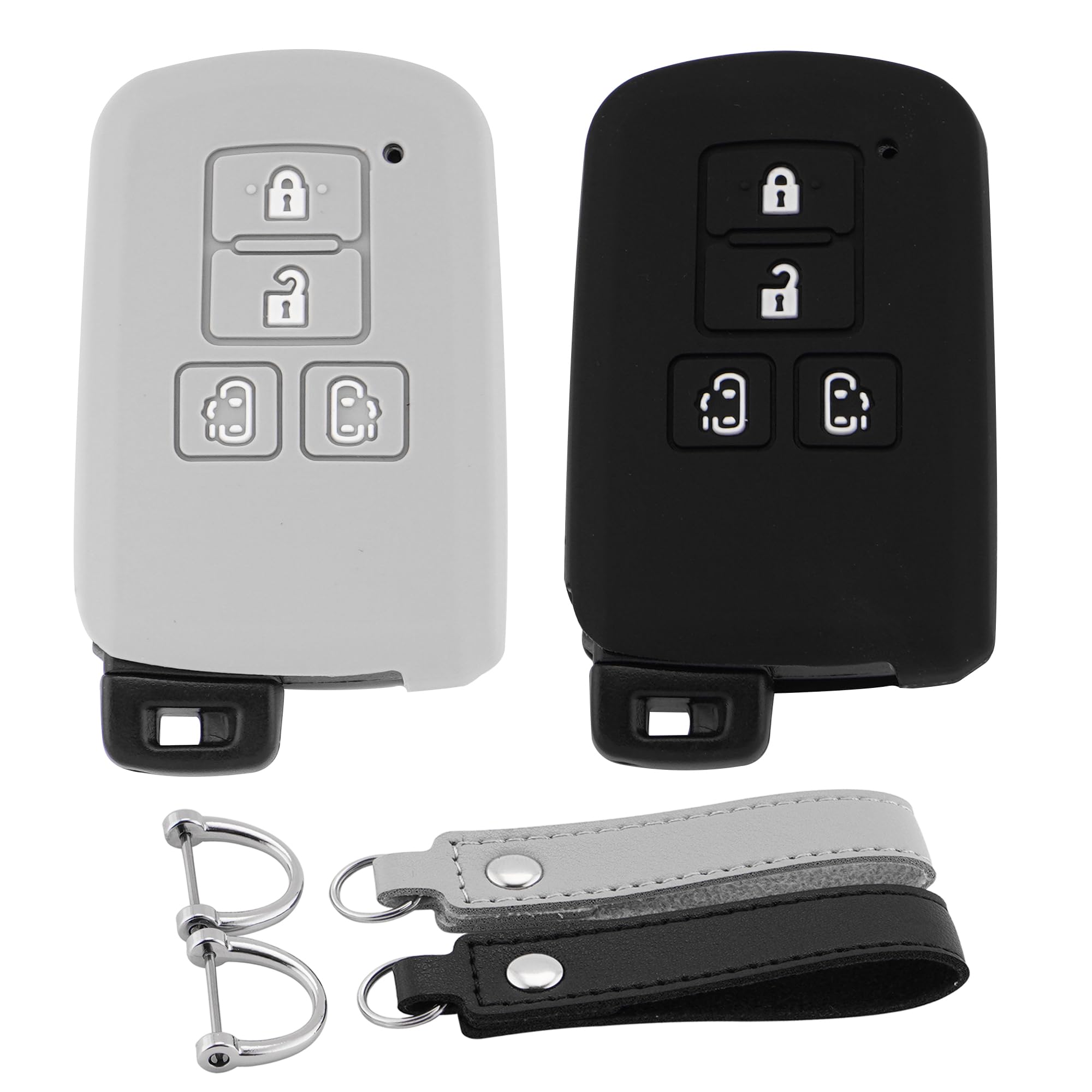 

Koaudb Compatible Toyota Smart Key Car Key Soft Set for Noah 80 Voxy 80 Vellfire 30 Case, 4-Button Cover, Silicone, Scratch-Resistant, 2-Piece (Black