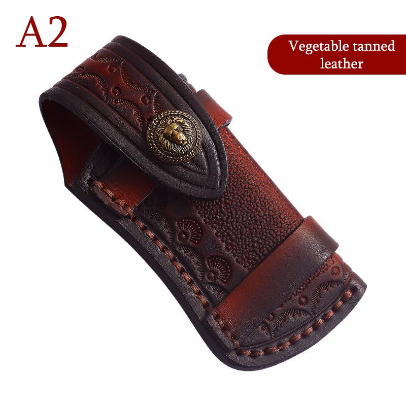 Zhipu Geschnitzte Ledertasche Kopfschicht Rindsleder Klappmesseretui Holster
