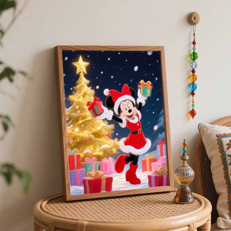 Disney Christmas Minnie Oil Painting Hand Painting Art Kit Coloring Painting Handmade Diy Home Decoration Gift