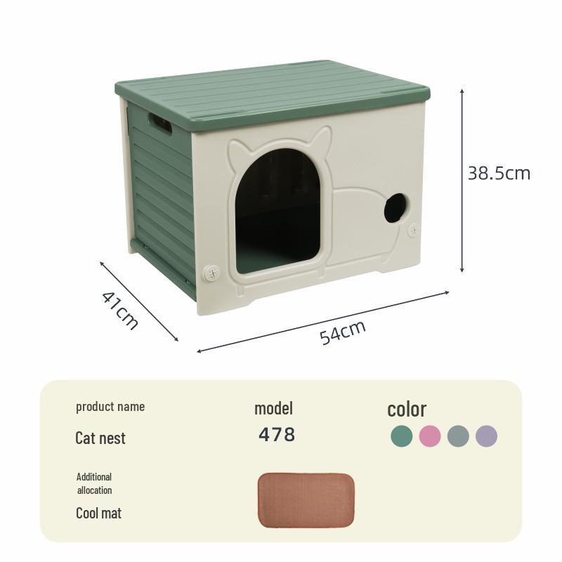 All-Season Outdoor & Indoor Rainproof Cat House: Semi-Enclosed Plastic Villa for Stray Cats & Dogs