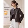 Mohan Yimei Women's Fleece-Lined Faux Leather Moto Jacket