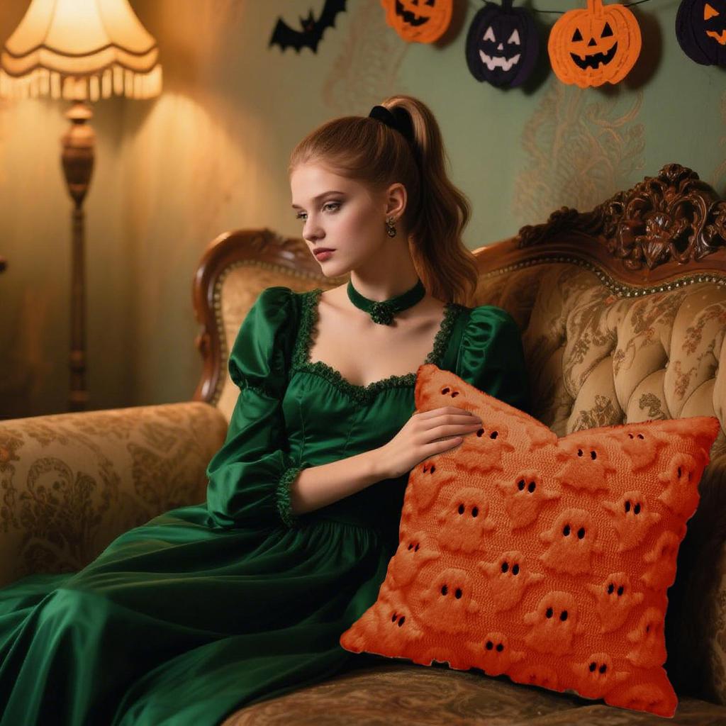 Halloween Ghost Pillowcase 45x45cm Sofa Couch Cushion Covers Gothic Throw Pillow Case for Halloween Home Party Decoration