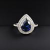 European & American Blue Topaz Teardrop Ring with Full Diamond and Multi-Colored Gemstones - R5411