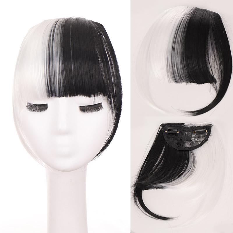 Synthetische Faser, zweifarbig, Fransen, Clip-in-Haarteile, Pony-Erweiterungen, Haar-Styling-Zubehör, Haarteile, Party und Alltag