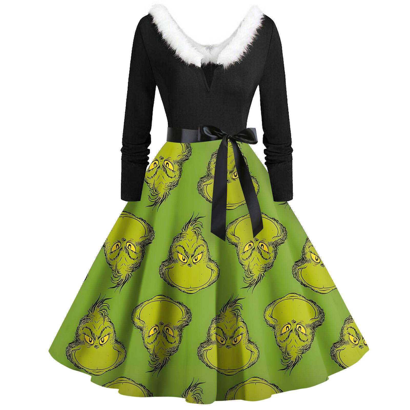 

Жіноча повсякденна та модна сукня з V-подібним вирізом і довгими рукавами на блискавці XXL темно-зелений колір