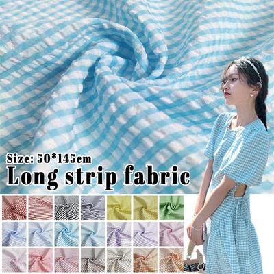 Thin Seersucker Plaid Fabric Needlework Soft Cloth for Dress Shirt Pants Tablecloth Sewing Diy Cotton Polyester Material