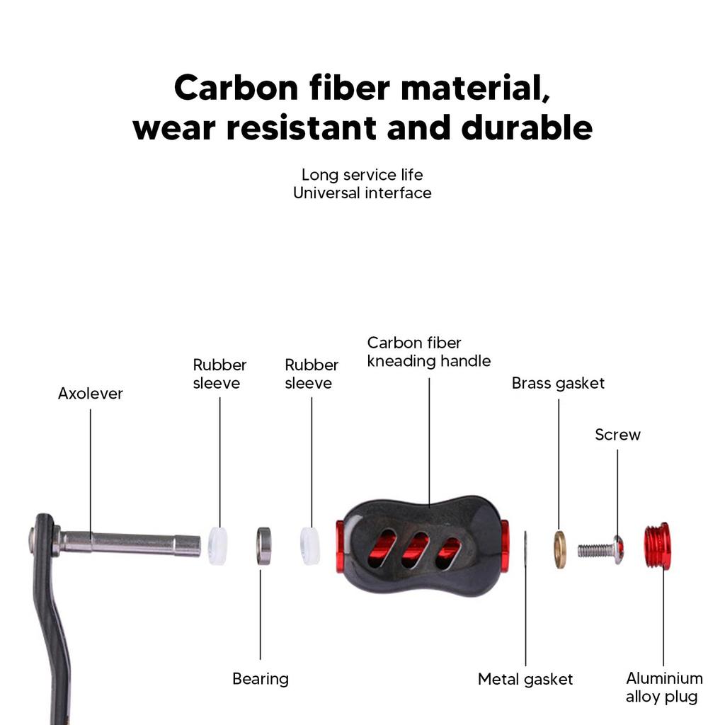 J-ouuo Fishing Reel Handle, Carbon Fiber Double Handle for Baitcasting, D S A, Lightweight, Easy Replacement (85mm)