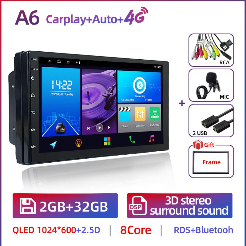 Android 12 2Din Car Radio Multimedia Video Player Universal Auto Stereo GPS MAP For Volkswagen Nissan Hyundai Toyota CR-V Kia