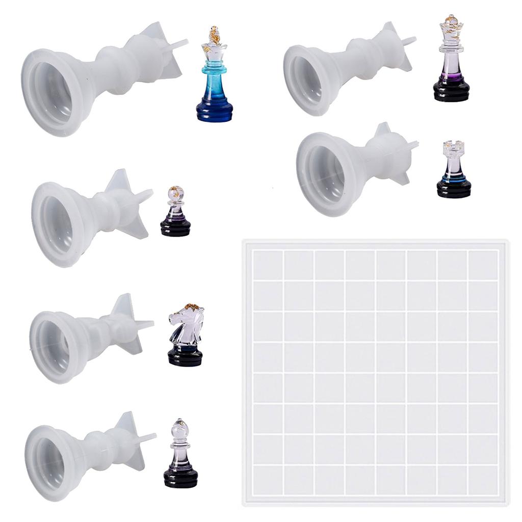 Schachfiguren-Silikonform, 3D-Internationales Schach, Kunstharzform, DIY-Epoxidharz, Bastelform, Schokoladenkerzen-Backwerkzeuge