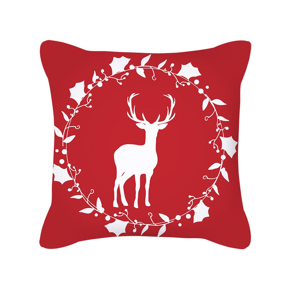 Red Christmas Elk Snowflake Letter Peach Velvet Pillow Cover Cushion New Home Furnishing