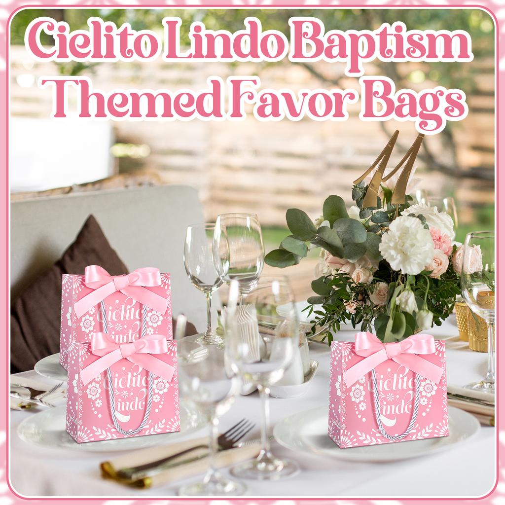 Fionupi 36 Pcs Mini Cielito Lindo Baby Shower Gifts Bags With Handles Pink Cielito Lindo Party Candy Treat Goodie Bags With Bow
