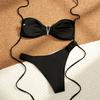 Yiguo Clothing New European and American Sexy Fashion Five-pointed Star Accessories Solid Color Drawstring Lace-up Bikini Split Swimsuit