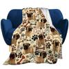 Pug Blanket Cute Pet Puppy Dog Fleece Throw Blanket Soft Lightweight Cozy Plush Flannel Blanket for Sofa Couch Bed Living Room