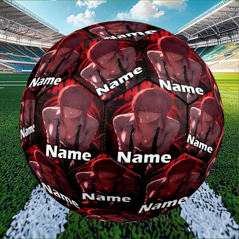 Custom Name Personalized Makima Chainsaw Man Print Size 5 Soccer Ball Training & Match Football, for Team, Kicking, Gift for Football Enthusiasts