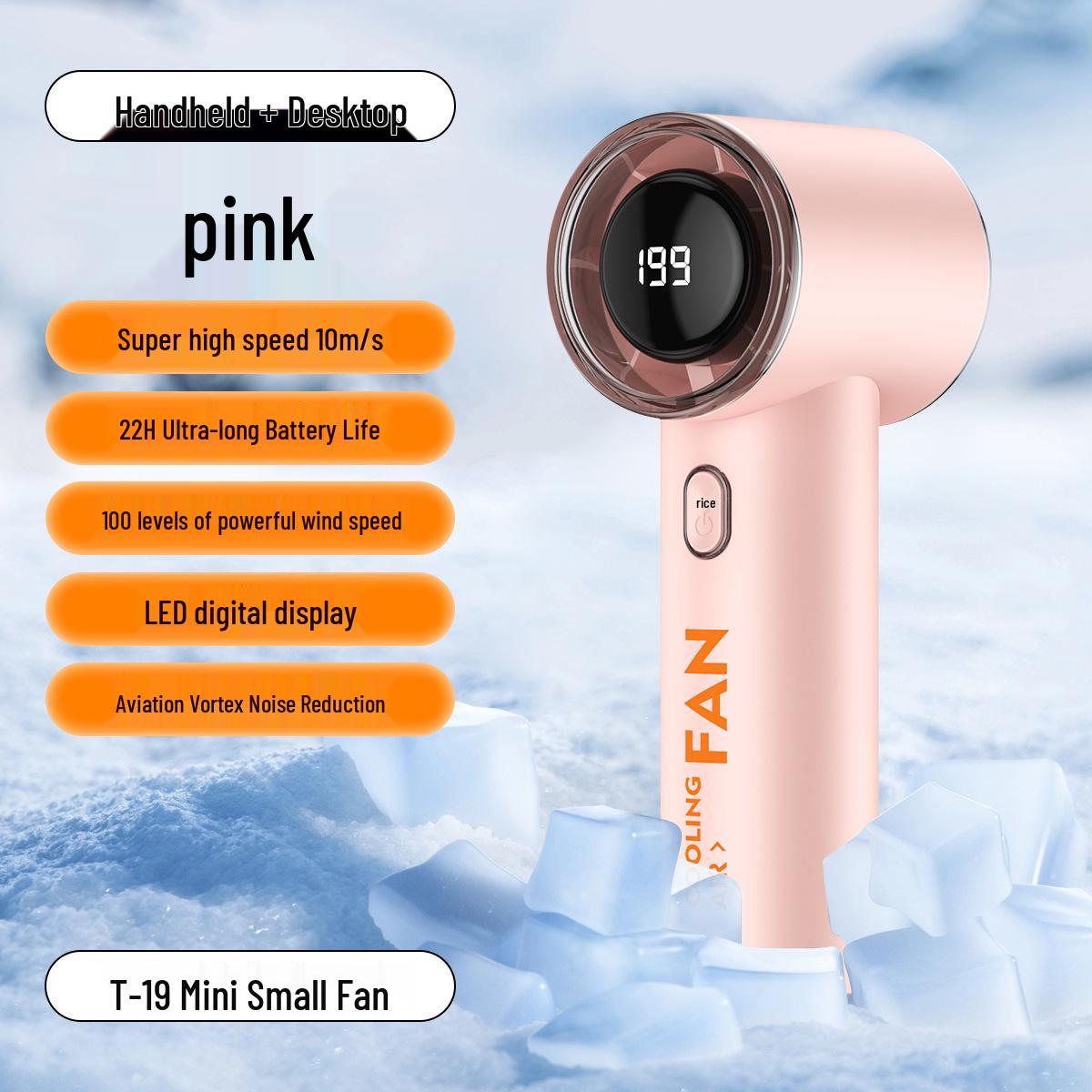 2026 T19 Handheld USB Mini Fan: Portable, 199-Speed, Powerful for Outdoor Use in Southeast Asia 55.5 x 59 x 143